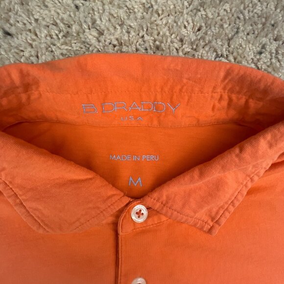 B Draddy Polo Shirt Mens Medium Short Sleeve Golf Casual Orange Stretch Peru - Picture 4 of 11